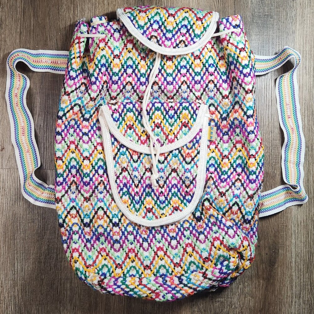 🌈 VIBRANT M.M.M. Artesanias Mexican Handwoven Boho Backpack 🎒